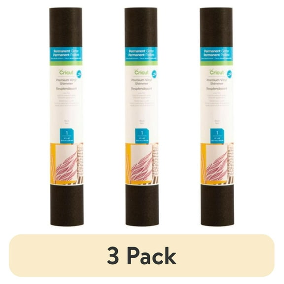 (3 pack) Cricut Premium Vinyl™ Shimmer Permanent, Black, 12" x 48"
