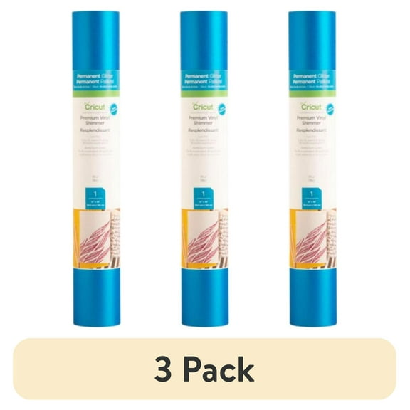 (3 pack) Cricut Premium Vinyl™ Shimmer Permanent, Blue, 12" x 48"