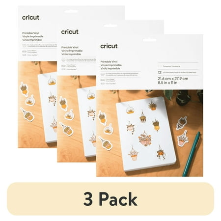 (3 pack) Cricut Printable Vinyl - US Letter (12 count), Transparent