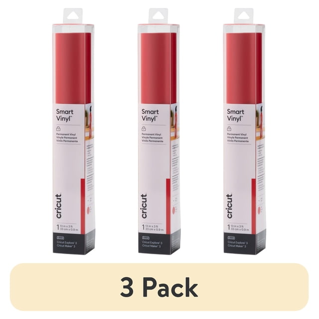 (3 pack) Cricut® Smart Vinyl™ – Permanent (3 ft) - Red, 13" x 36"