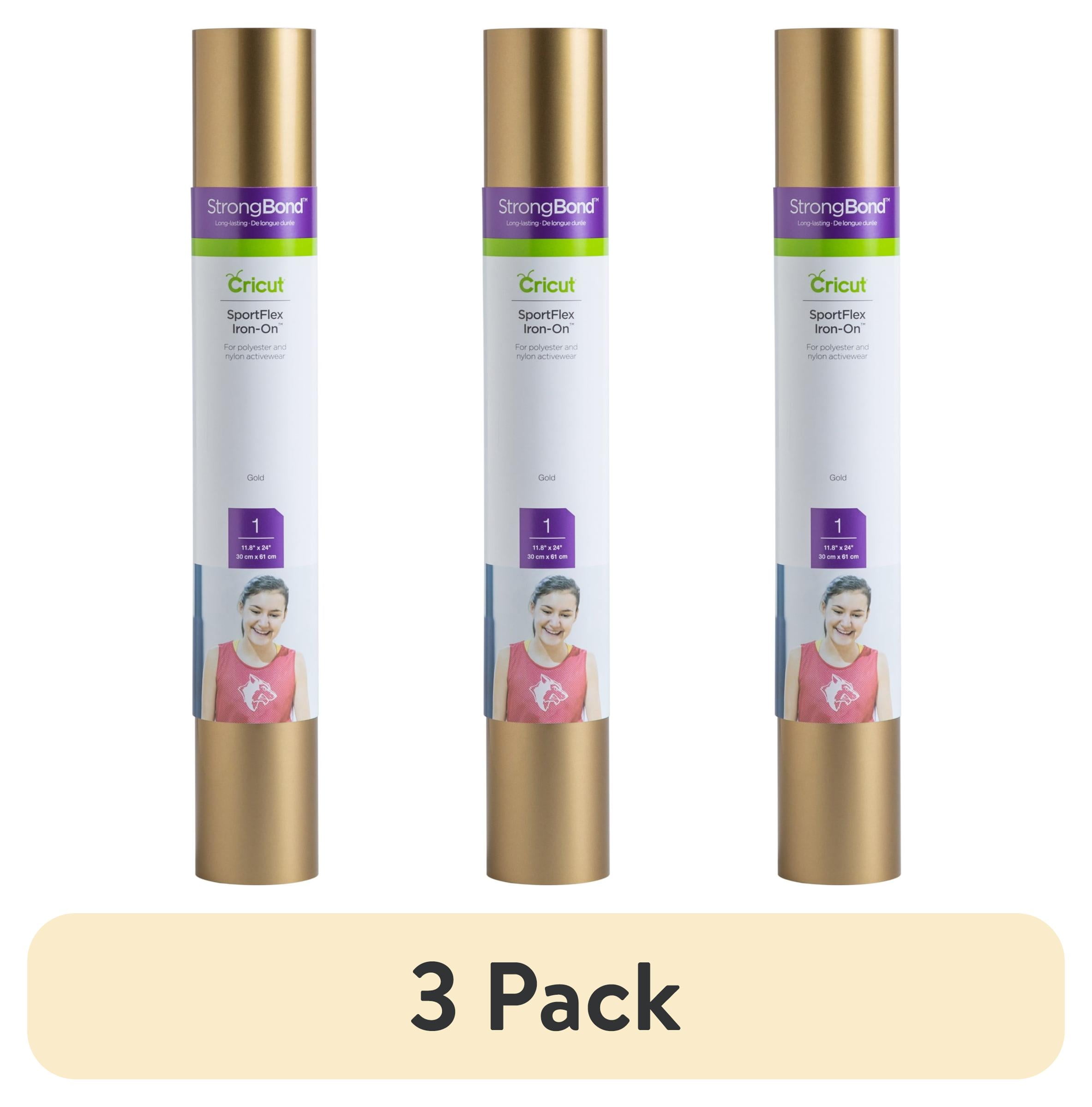 (3 pack) Cricut SportFlex Iron-On Vinyl, Gold, 11.8" x 24"