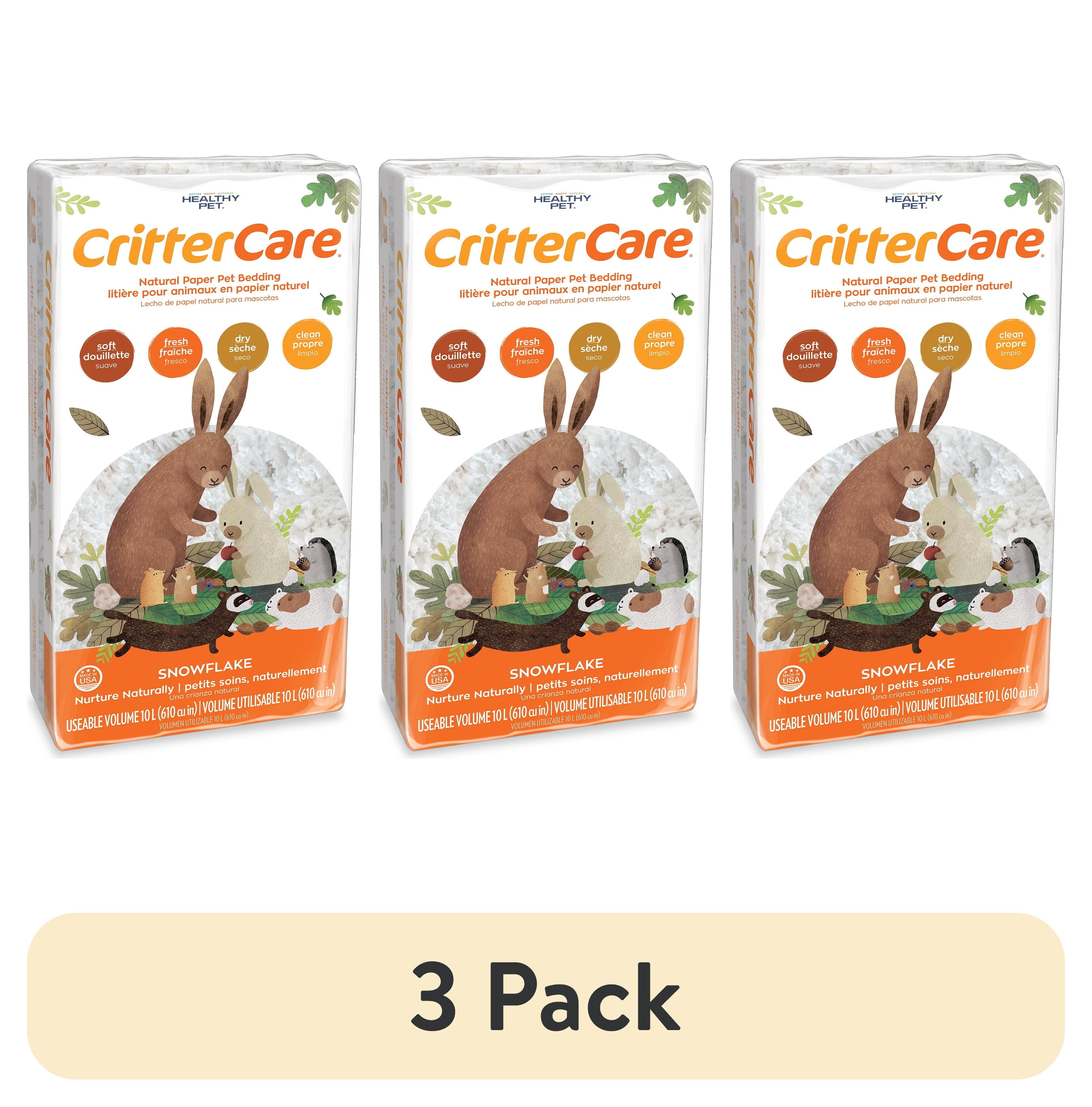 (3 pack) CritterCare Snowflake Natural Paper Small Pet Bedding, 10L