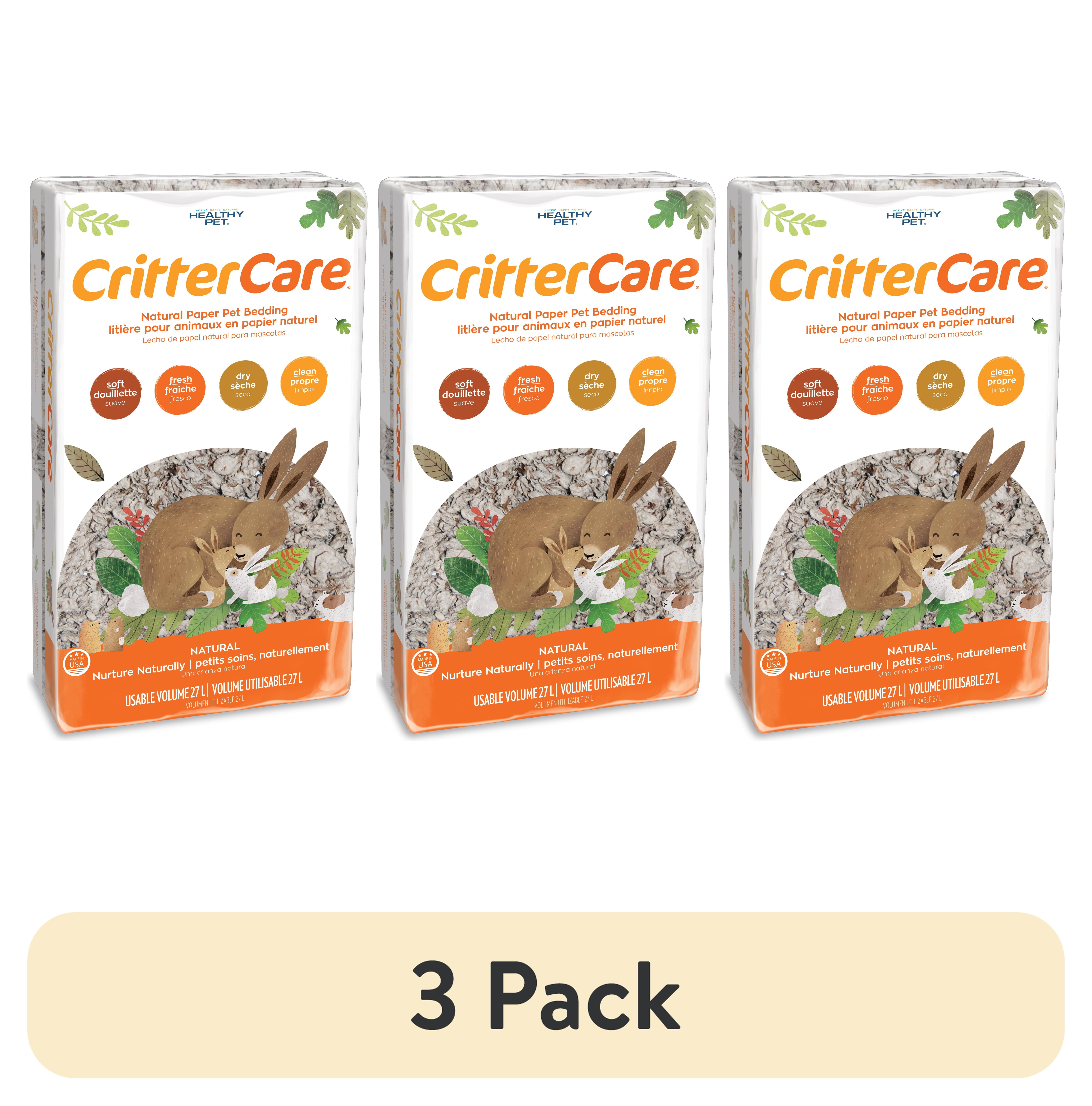 (3 pack) CritterCare Natural Paper Small Pet Bedding, Brown, 27L