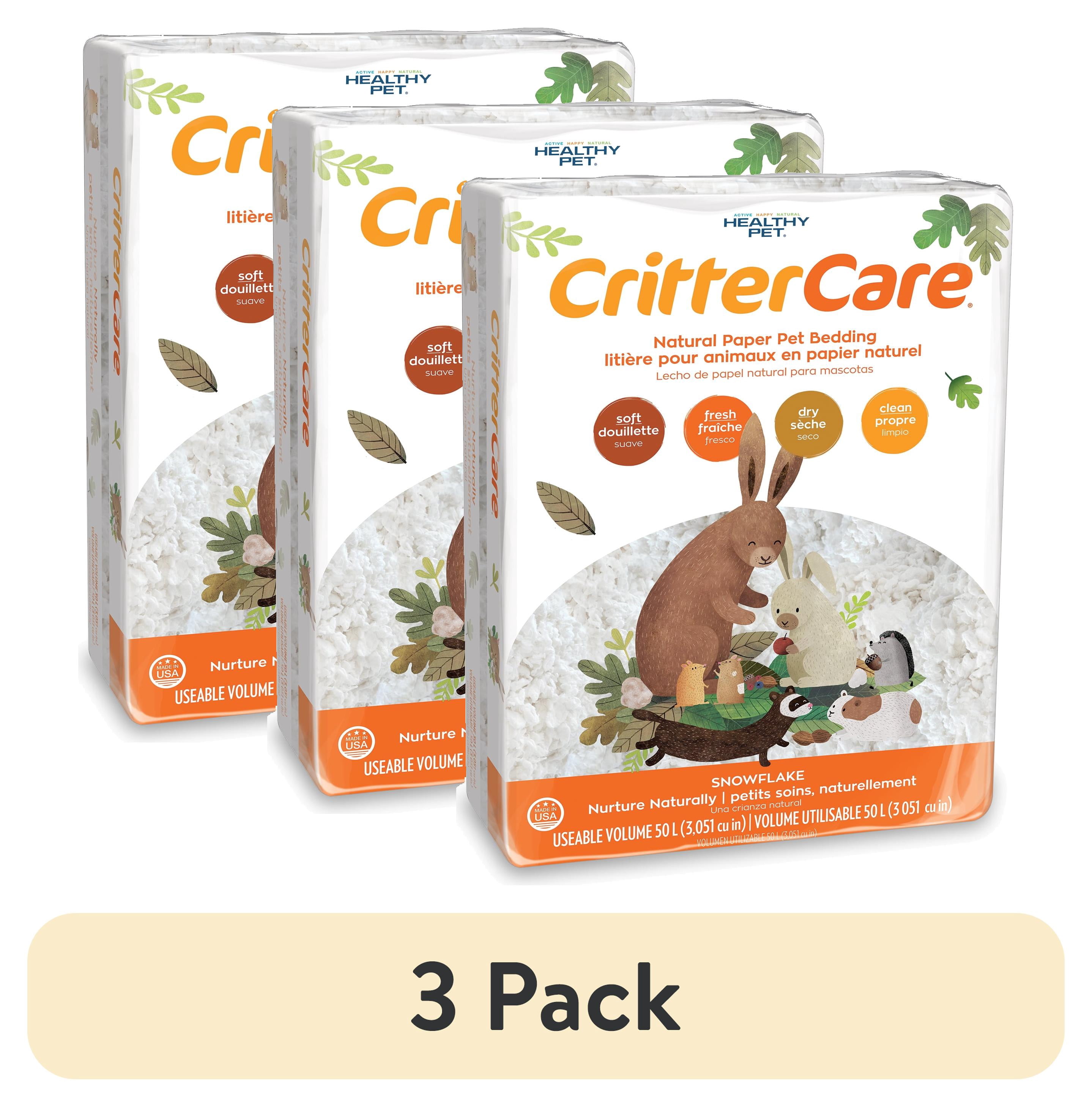 (3 pack) Crittercare Snowflake Paper Small Pet Bedding, 50 L