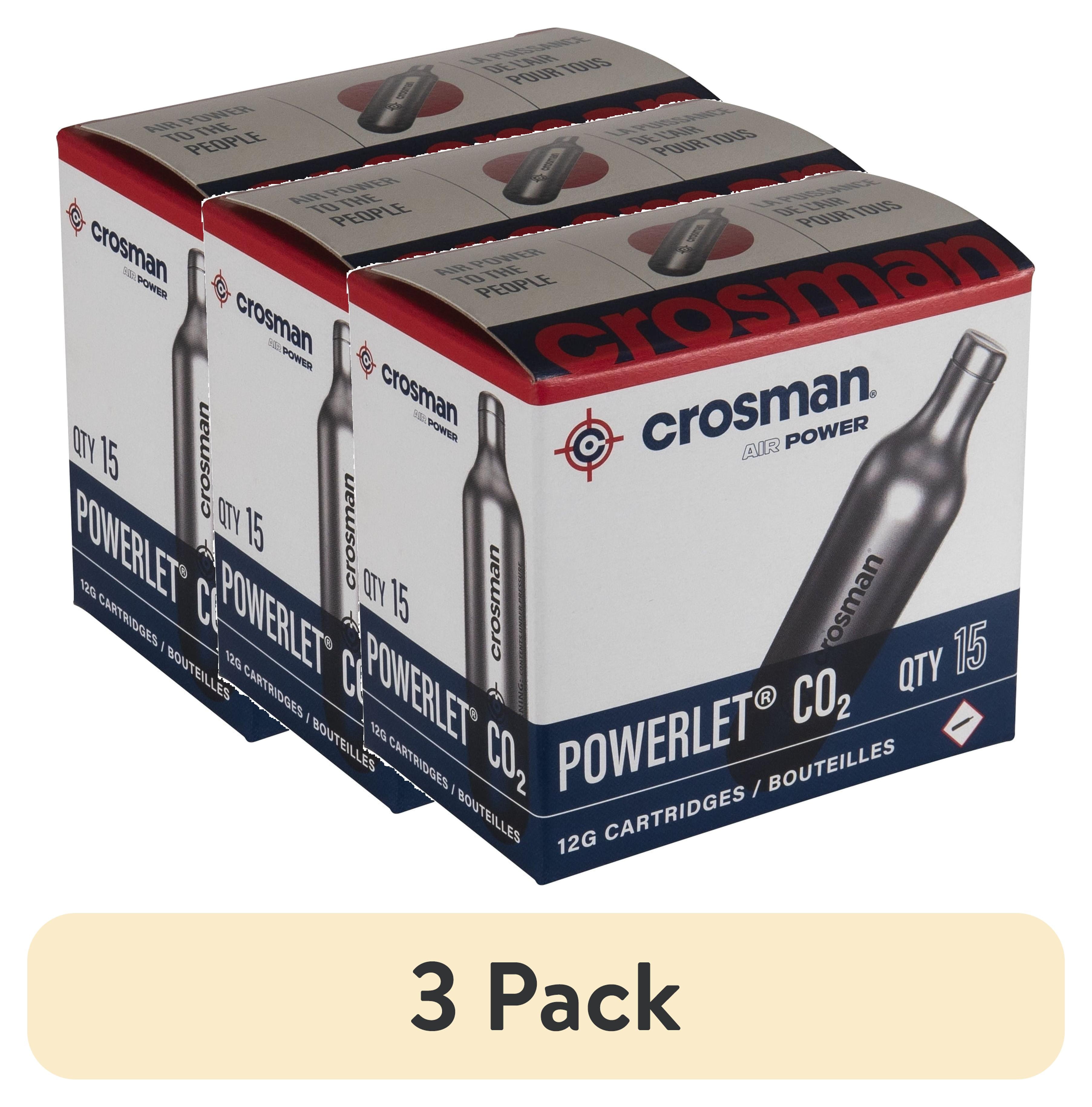 (3 pack) Crosman 12 Gram CO2 Powerlet, 15 Count, C2315, for Airguns and Paintball Markers. Silver