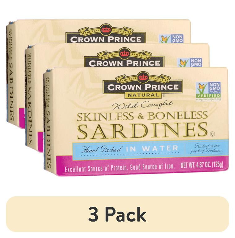 (3 pack) Crown Prince Natural Skinless & Boneless Sardines in Water, 4.37 oz Can