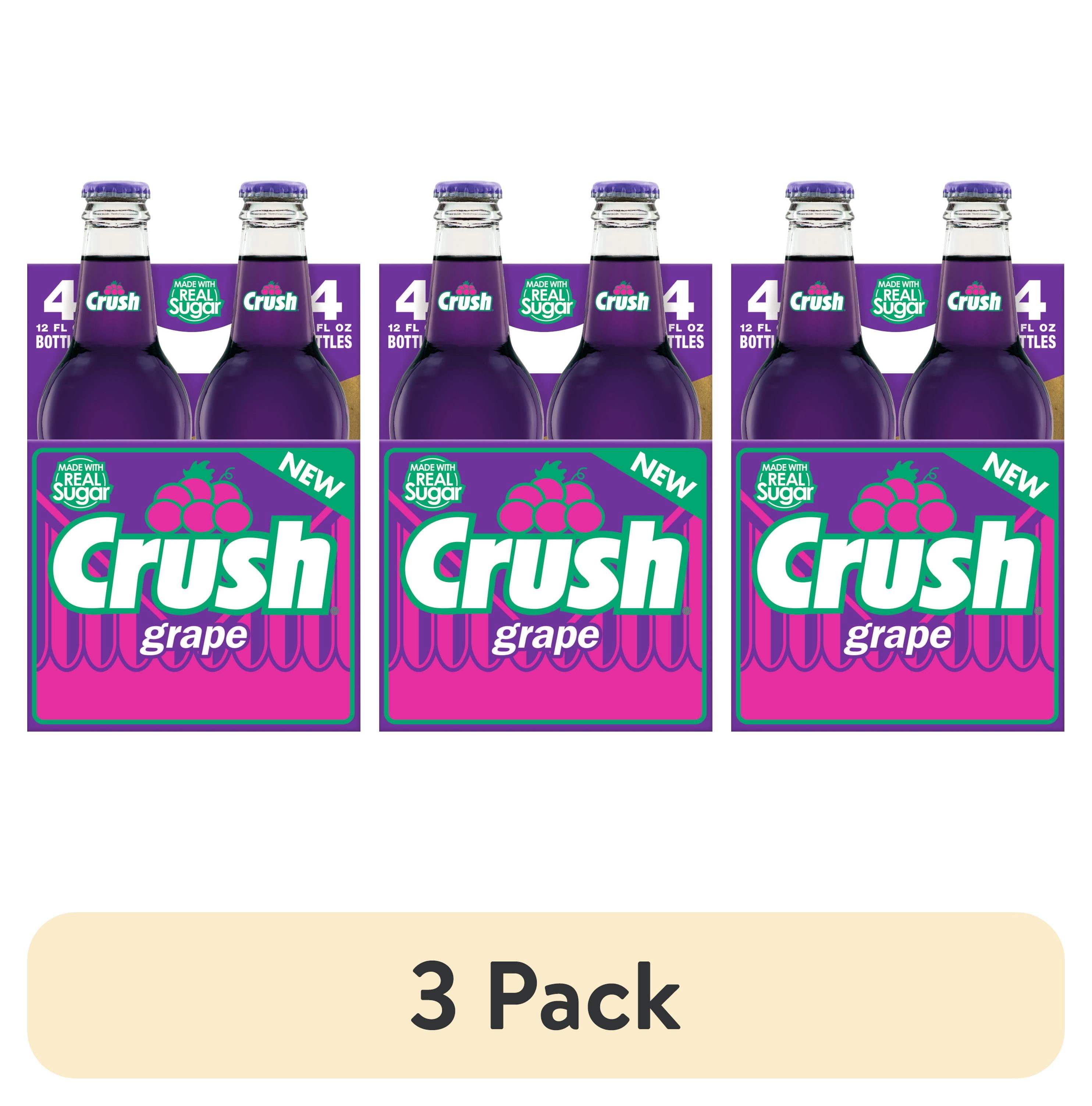 (3 pack) Crush Grape Soda Made with Sugar, 12 fl oz, 4 pack