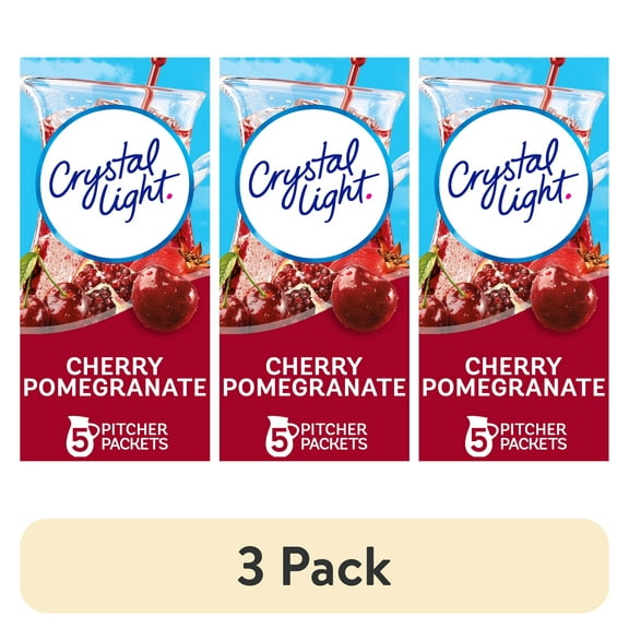 (3 pack) Crystal Light Drink Mix, 5 Pitcher Packets, for Flavorful Hydration and Shareable Refreshment, Cherry Pomegranate, flavored with other natural flavor, Zero Sugar, Low Calorie, 2.2 oz