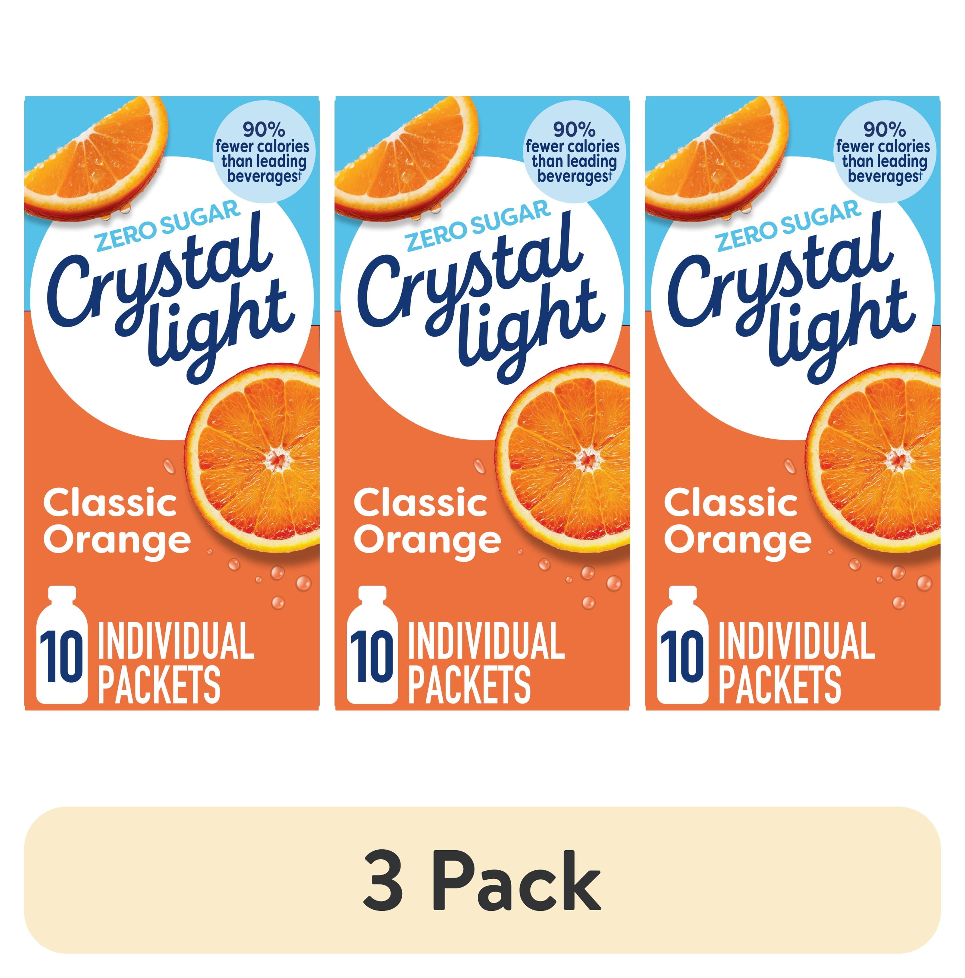 (3 pack) Crystal Light Drink Mix, 10 Packets, for Convenient On-the-Go Flavorful Hydration, Classic Orange Natural Flavor, Zero Sugar, 1.3 oz