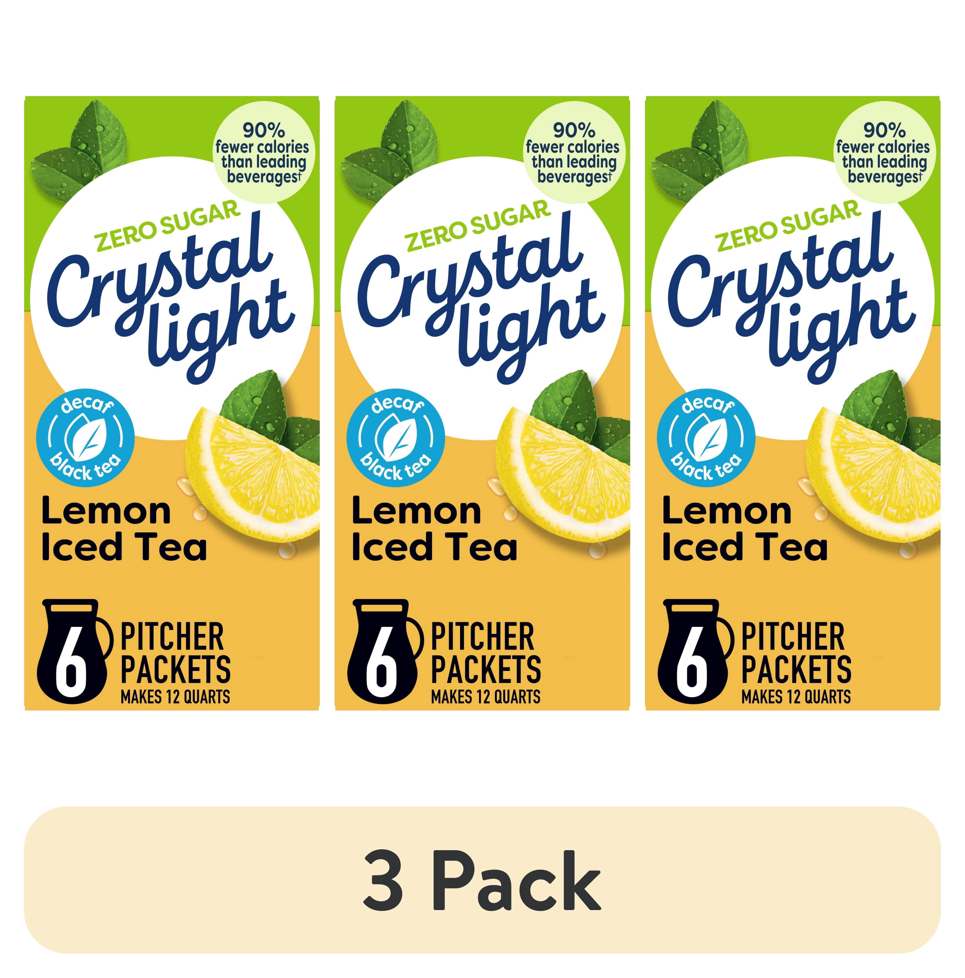 (3 pack) Crystal Light Drink Mix, 6 Pitcher Packets, for Flavorful Hydration and Shareable Refreshment, Decaf Lemon Natural Flavor Iced Tea, Made with Black Tea, 1.5 oz