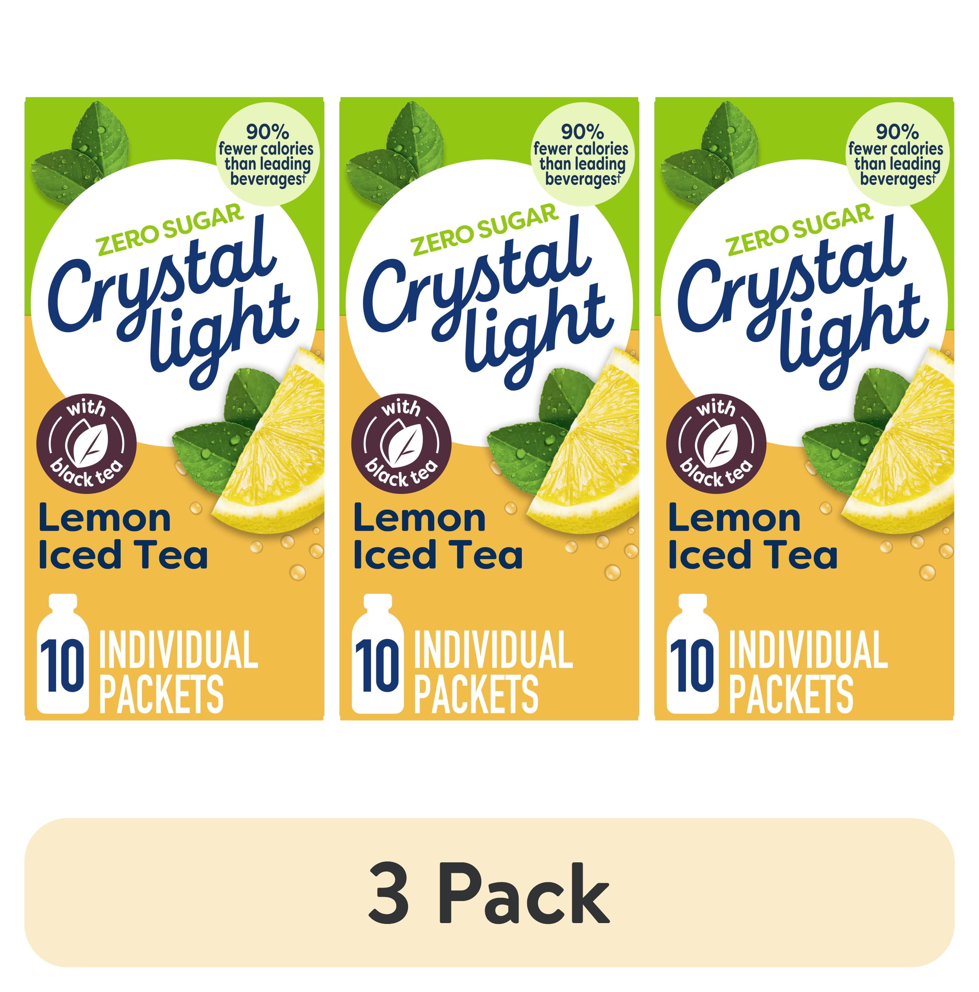 (3 pack) Crystal Light Drink Mix, 10 Packets, for Convenient On-the-Go Flavorful Hydration, Naturally flavored with other natural flavor Lemon Iced Tea, Zero Sugar, 0.7 oz