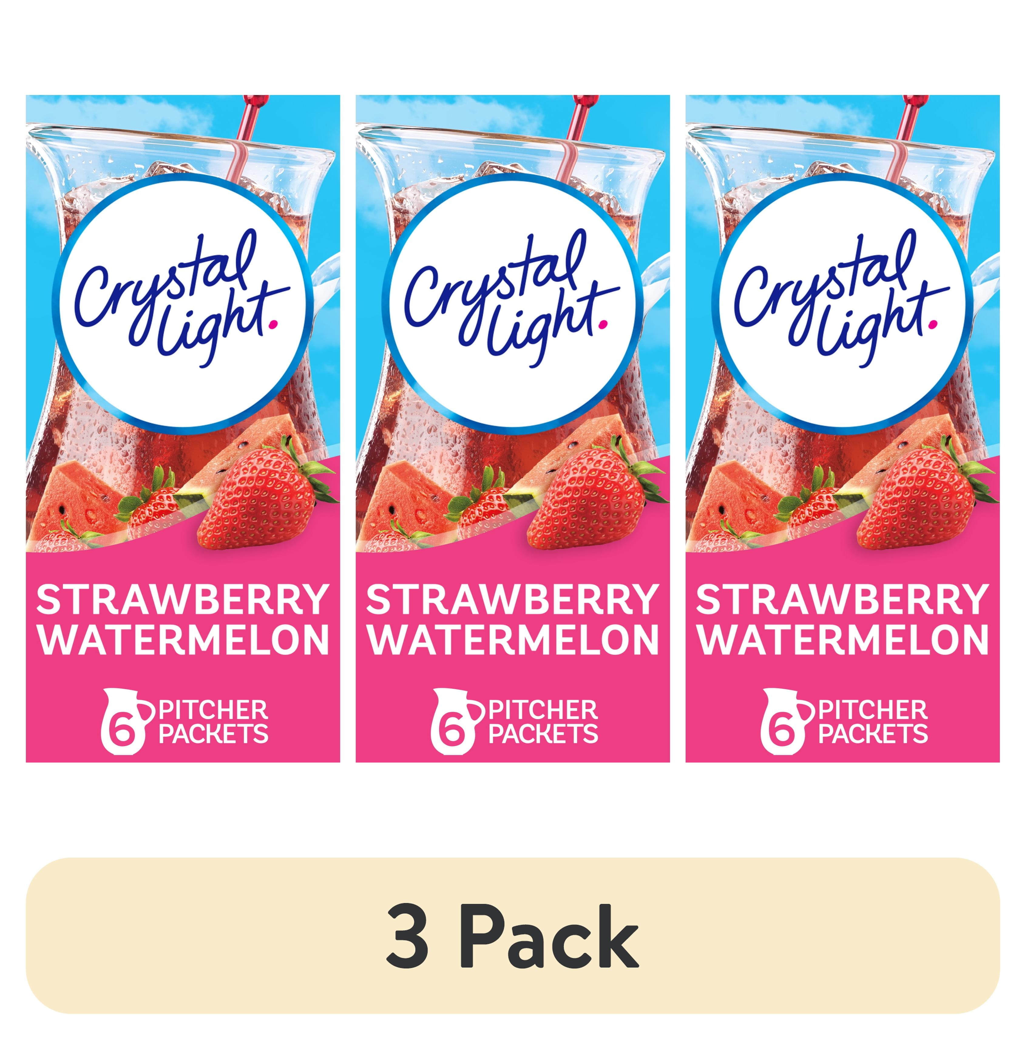 (3 pack) Crystal Light Drink Mix, 6 Pitcher Packets, for Flavorful Hydration and Shareable Refreshment, Strawberry Watermelon artificially flavored, Zero Sugar, Low Calorie, 1.96 oz