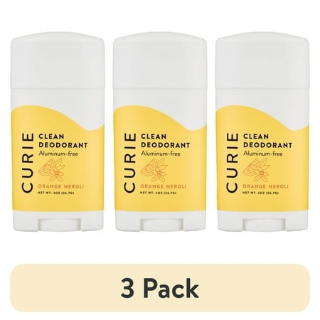 (3 pack) Curie Natural Deodorant Stick, Orange Neroli, Aluminum-Free, for Men and Women, 2 oz