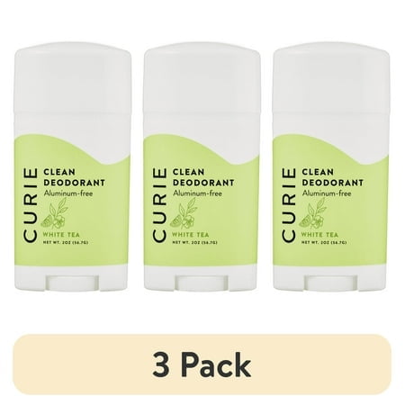 (3 pack) Curie Natural Deodorant Stick, White Tea, Aluminum-Free, for Men and Women, 2 oz