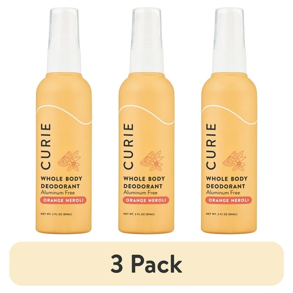 (3 pack) Curie Whole Body Deodorant, Orange Neroli, Aluminum-Free, for Men and Women, New, 3 fl oz