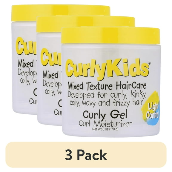 (3 pack) Curly Kids Mixed Hair Care Curl Moisturizing Jar Hair Styling Gel, 6 fl oz, Children