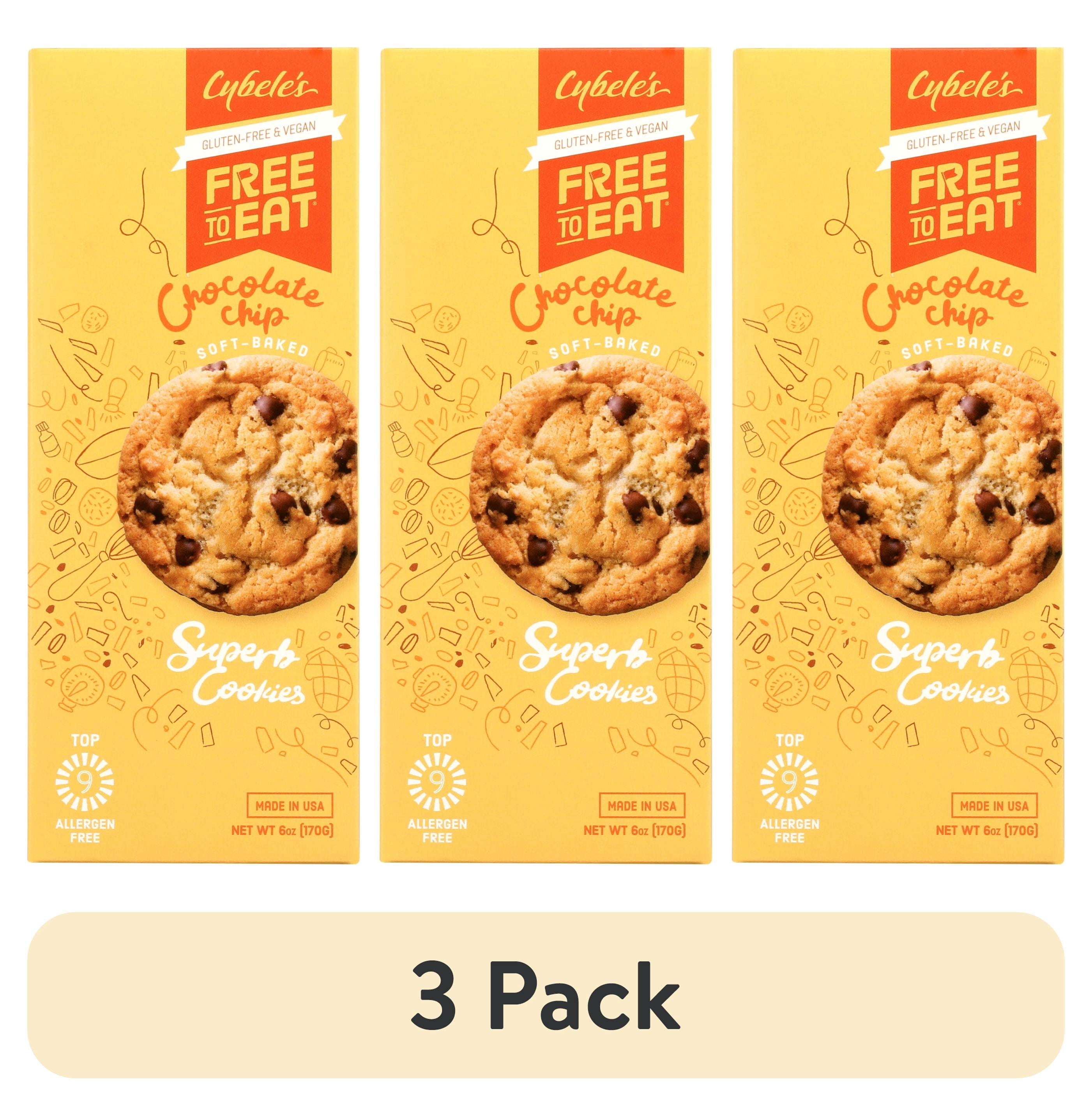 (3 pack) Free To Eat Chocolate Chip Cookies - Free From Top 9 Allergens, Non-GMO and Gluten-Free, Vegan, School Safe (6 oz, 12 Cookies per Box)