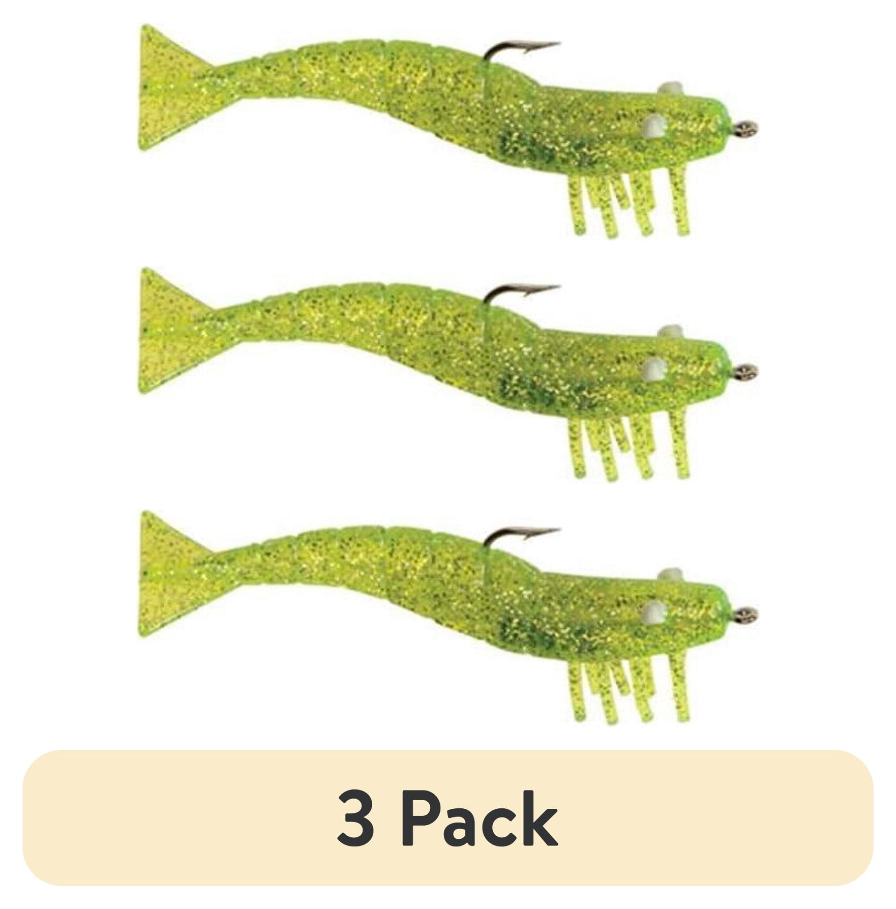 (3 pack) D.O.A. 3" Shrimp - Chartreuse Silver Glitter