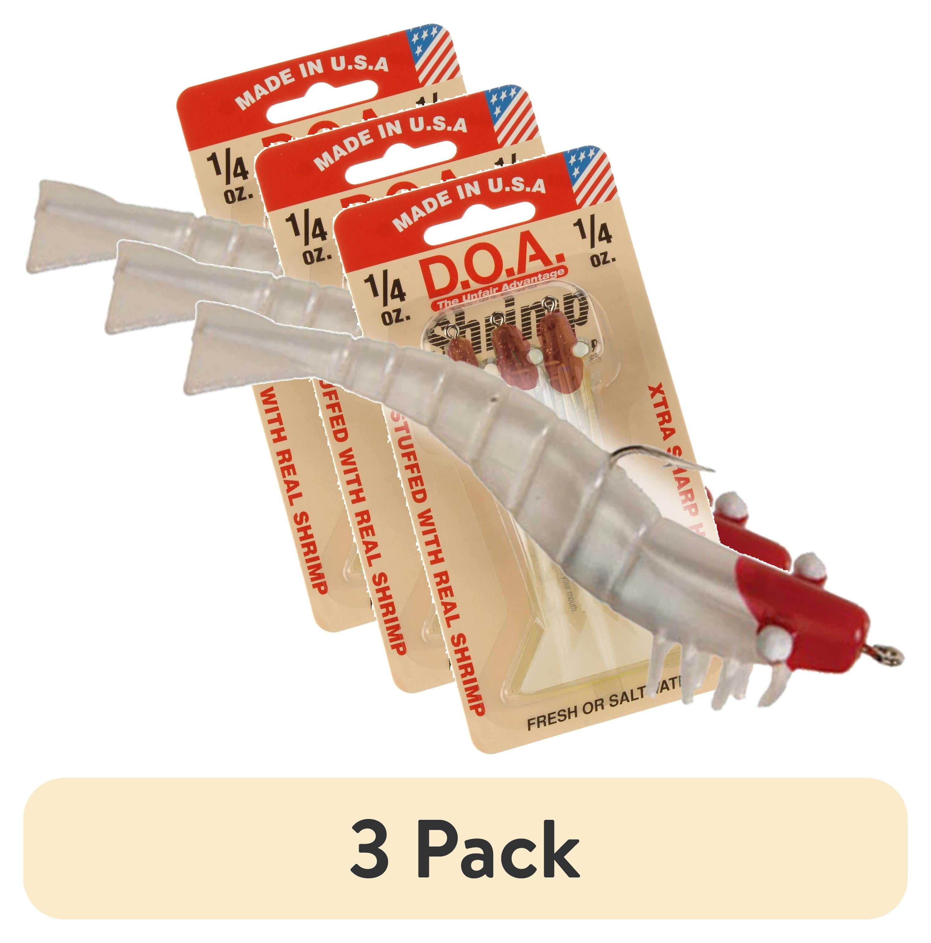 (3 pack) D.O.A. FSH3-3P-310 Shrimp Lure 3" 1/4 oz Pearl And Red Head 3 Per Pack