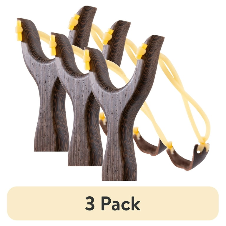 3 pack) DAC Wooden Slingshot with Dark Brown Finish. Finish Color