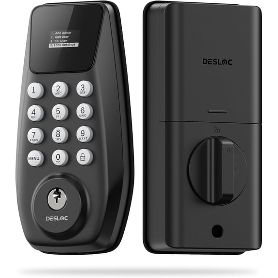 (3 pack) DESLOC C110-W Touchscreen Fingerprint Smart Lock, Keyless Entry Front Door Lock, Black Keypad Door Lock, Auto-Lock, Anti-Peep Code, IP54 Weatherproof