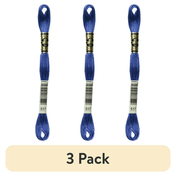 (3 pack) DMC Mouline 117-517 Six-Strand Embroidery Thread, Medium Wedgewood, 8.7-Yards