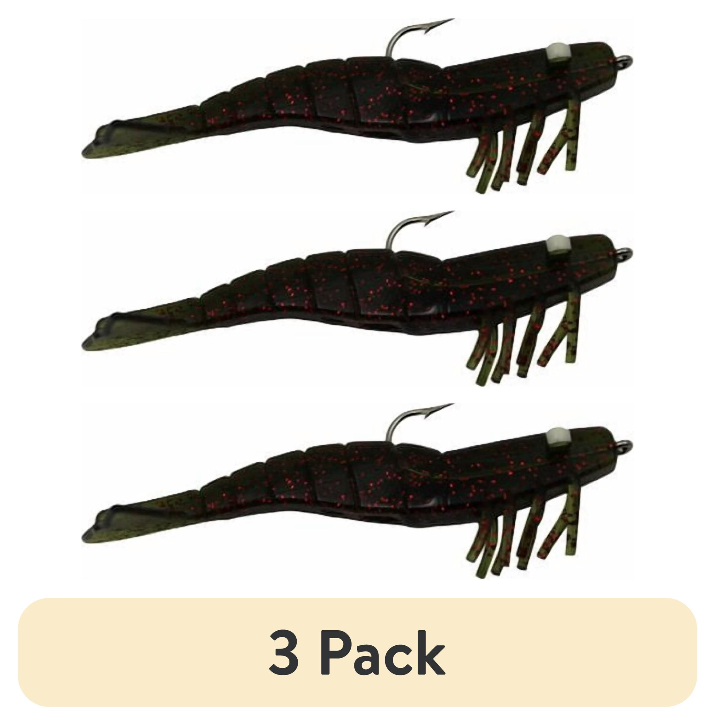 (1 pack) DOA FSH3-3P-371 Shrimp Lure 3" 1/4 oz Avocado And Red Glitter 3 Per Pack