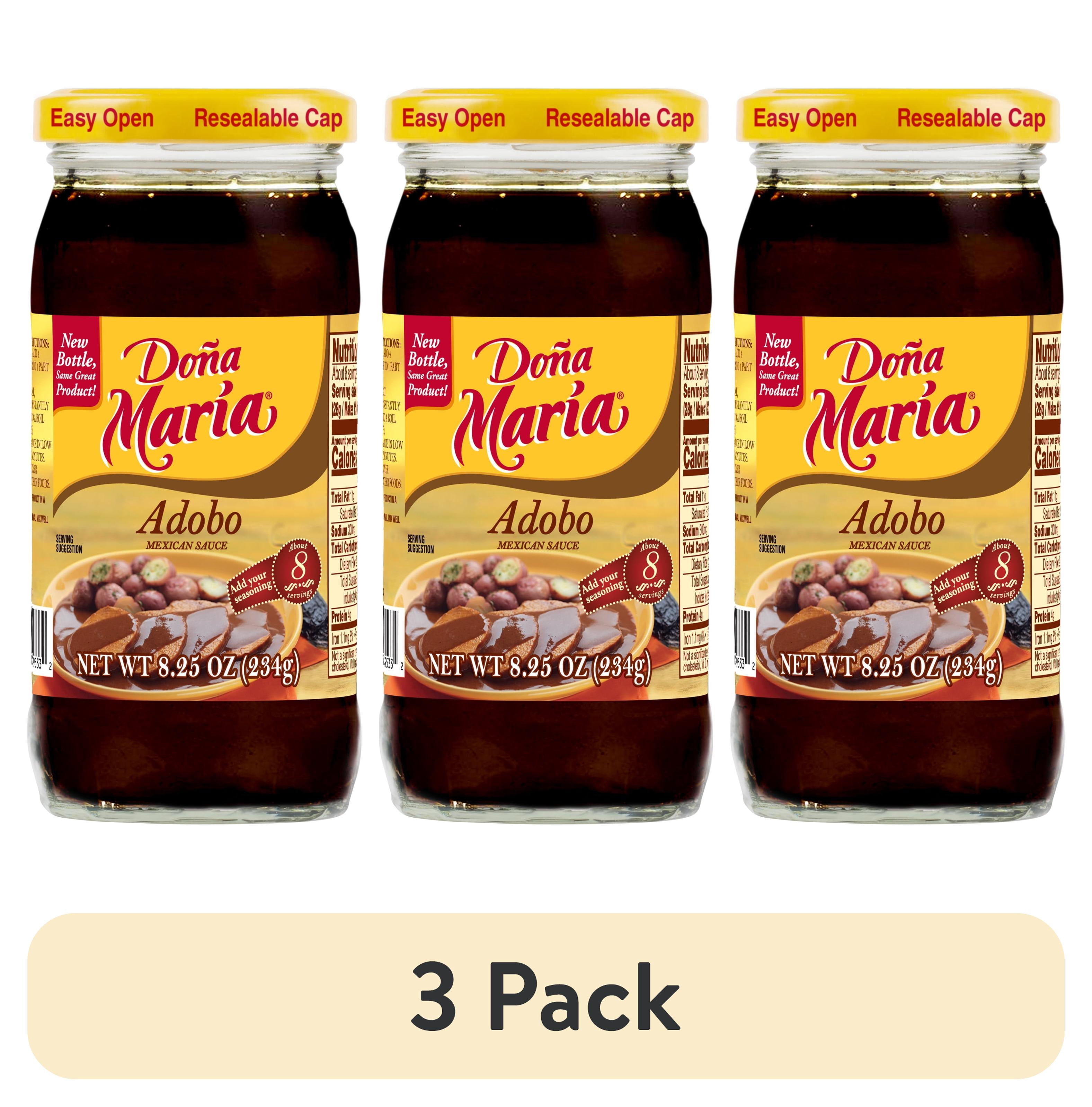 (3 pack) DOÑA MARÍA Adobo Mole, Cooking Sauces & Marinades, Shelf Stable, 8.25 oz Glass Jar