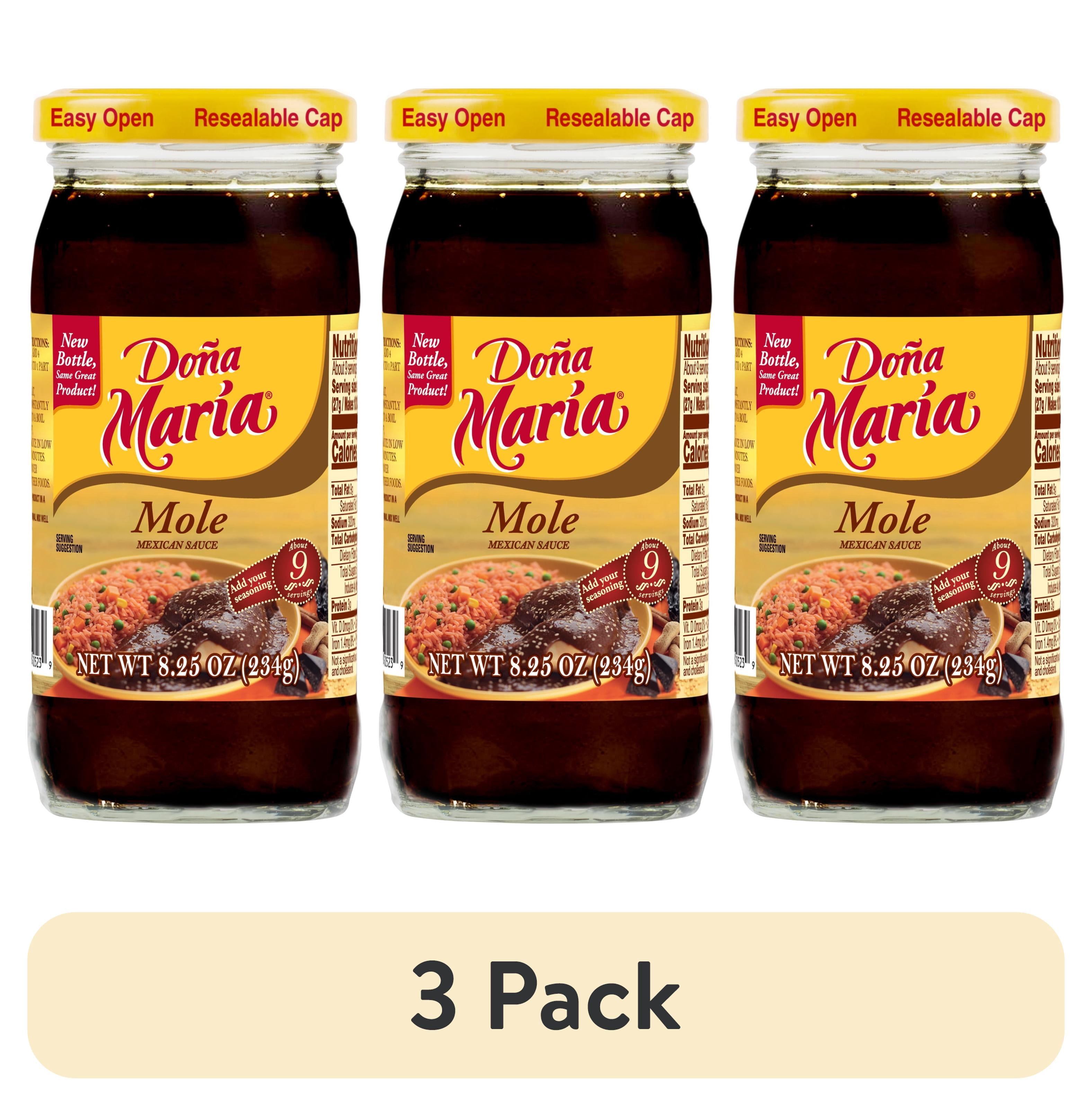 (3 pack) DONA MARIA Traditional Mole, Shelf Stable, 8.25 oz Regular Glass Jar