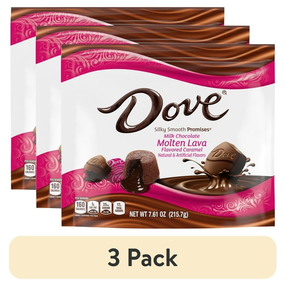 (3 pack) DOVE MOLTEN LAVA STAND UP POUCH 7.61 OUNCES PER BAG