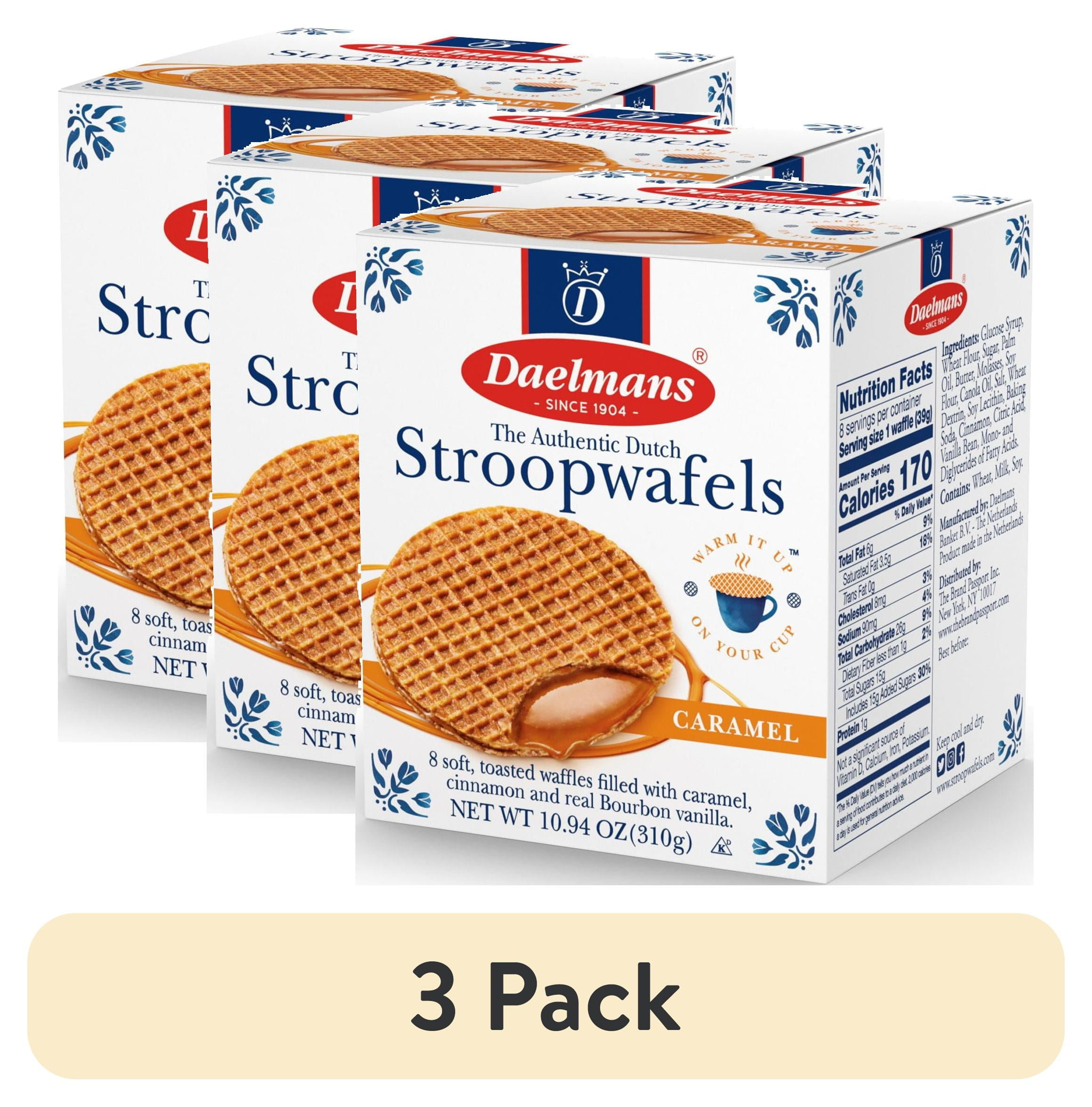 (3 pack) Daelmans Caramel Stroopwafels, Delicious Dutch Syrup Waffles, Contains Wheat, Milk, Soy, 10.94 oz, 8 Count