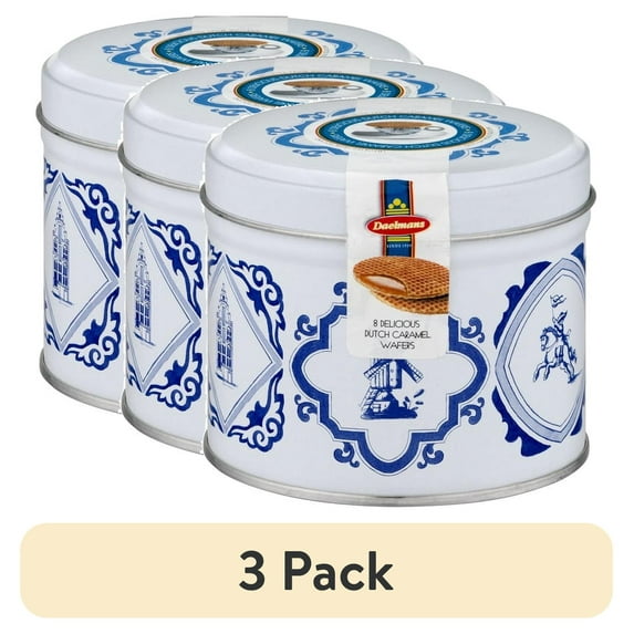 (3 pack) Daelmans Large Caramel Stroopwafel Tin - 8 ct