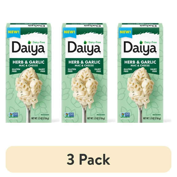 (3 pack) Daiya Dairy Free Gluten Free Herb and Garlic Mac & Cheese, Vegan, 5.5 oz (Shelf Stable)