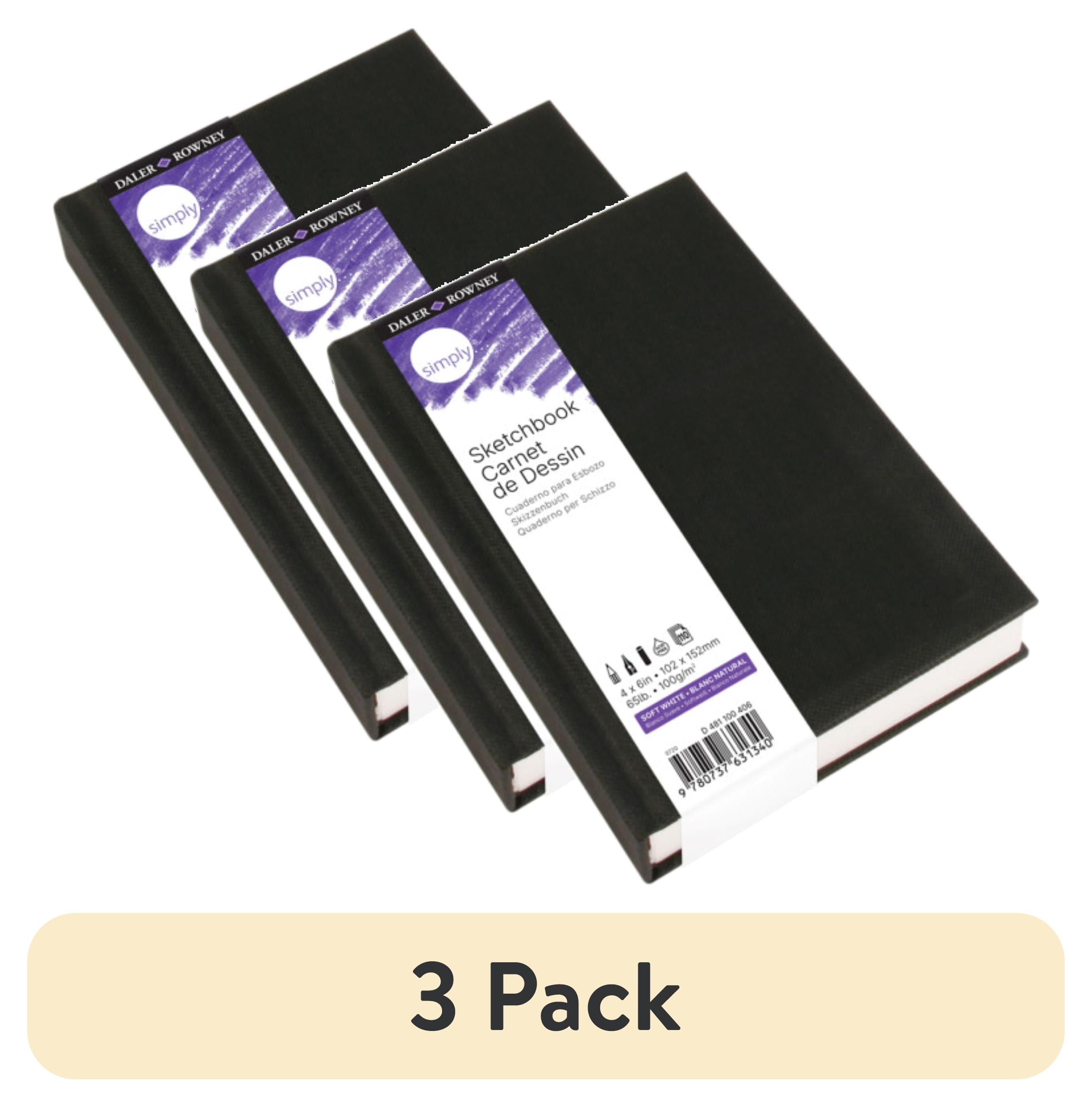 (3 pack) Daler-Rowney Simply... Sketchbook, Soft White, (65lb/100g), Hardcover Binding, 110 Sheet, 4" x 6"