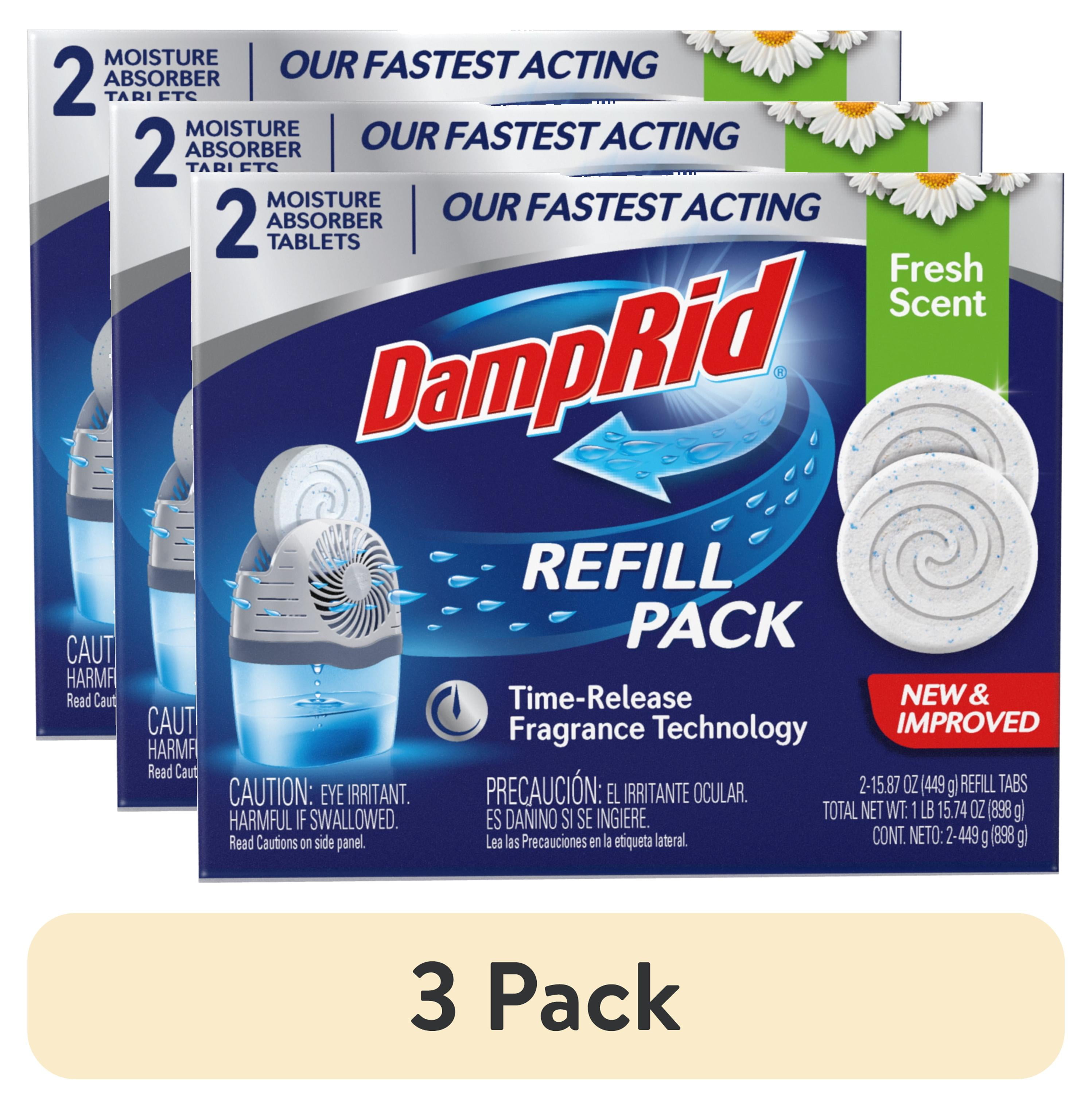 (3 pack) DampRid Moisture Absorber Drop-In Tablet Refill Pack, Fresh Scent, 15.8 oz., 2 Ct.