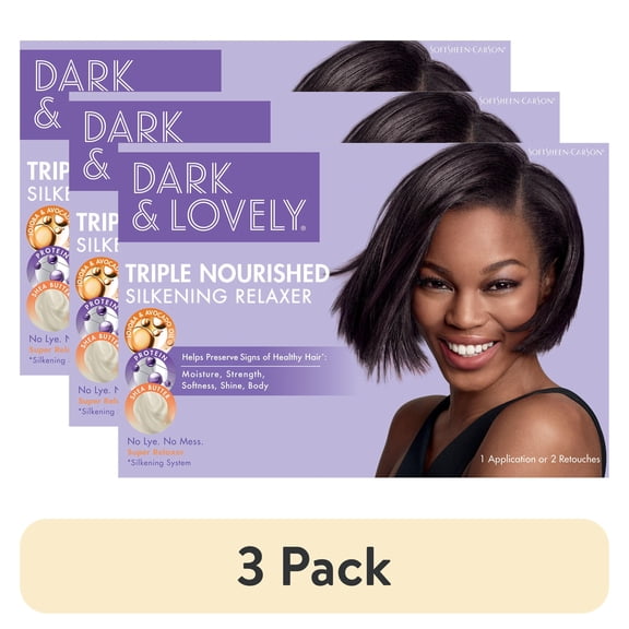 (3 pack) Dark and Lovely Triple Nourished Shine Enhancing, No-Lye Hair Relaxer, for All Hair Types