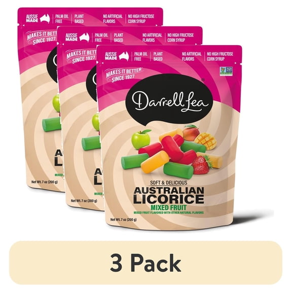 (3 pack) Darrell Lea Mixed Fruits Licorice Bites, 7 oz. Bag, Regular Size