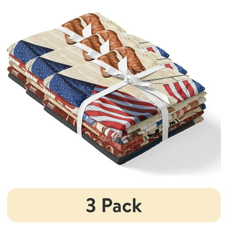 (3 pack) David Textiles 18" x 21" 100% Cotton Americana, Multi-color, for Quilting & Sewing, 5 Pieces
