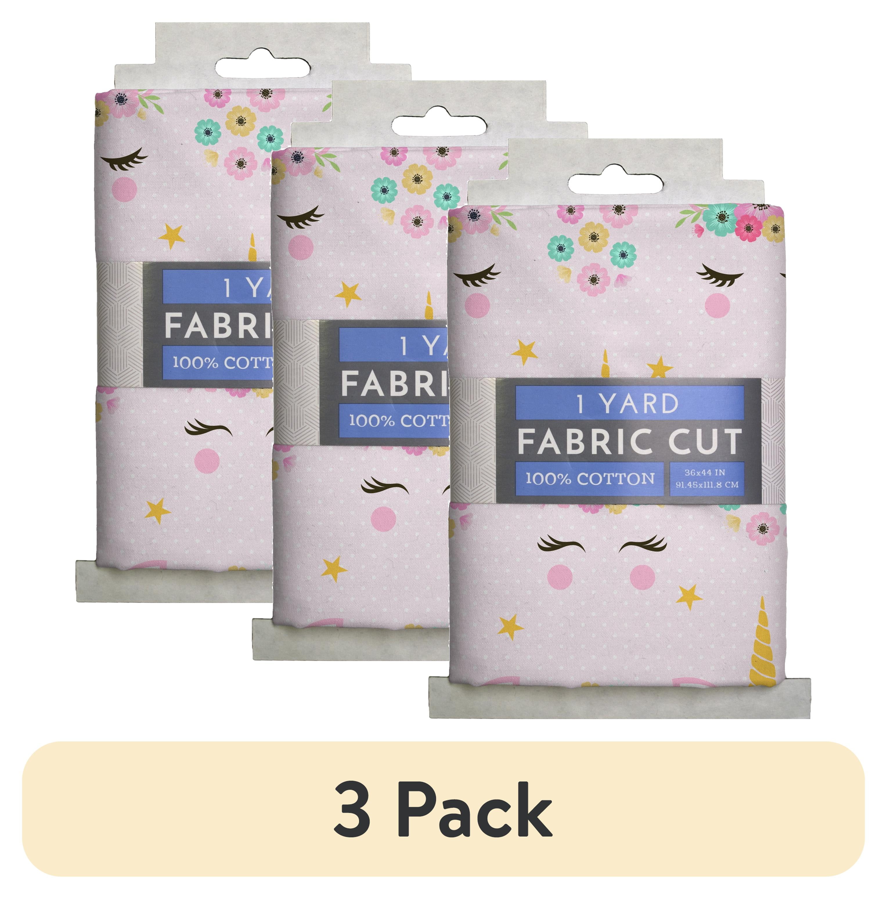 (3 pack) 1 Yard 100% Cotton Hide-and-Seek Unicorn, Pink, 44" Wide for Quilting & Sewing by David Textiles
