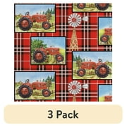 (3 pack) Half-Yard 100% Cotton Tractor Plaid, Red, 44" Wide for Quilting & Sewing by David Textiles