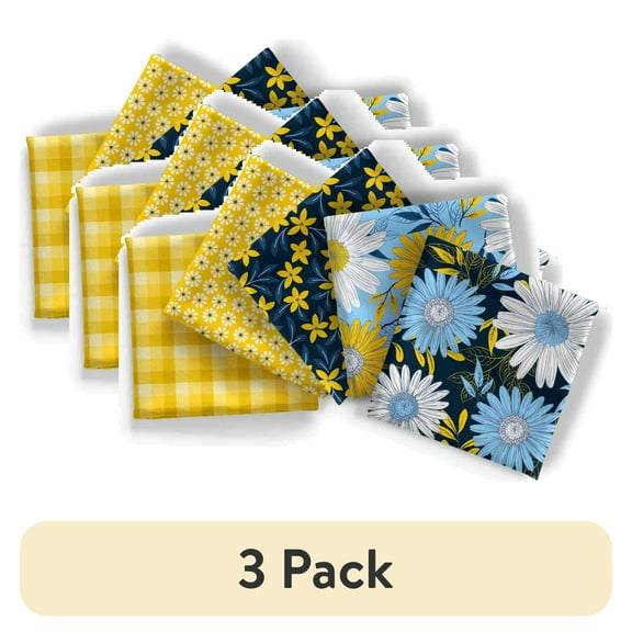 (3 pack) David Textiles Cotton Darling Daisy Fat-quarter Precut Bundle, 5 Pieces, Multicolor