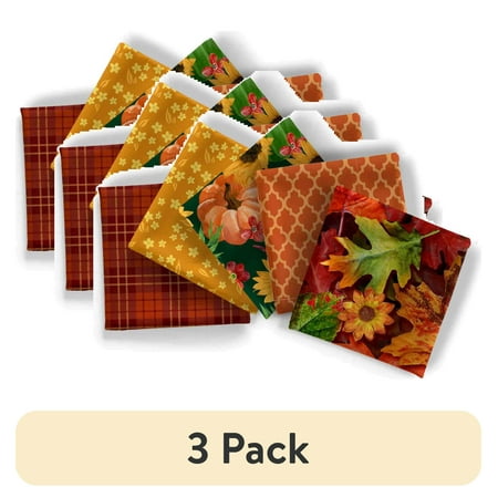 (3 pack) David Textiles 18" x 21" 100% Cotton Harvest, Multi-color, for Quilting & Sewing, 5 Pieces