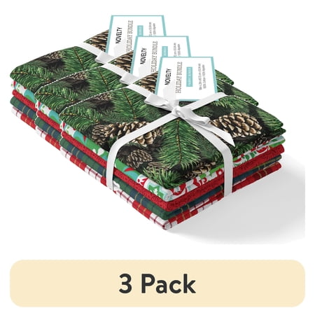 (3 pack) David Textiles 18" x 21" 100% Cotton Holiday, Multi-color, for Quilting & Sewing, 5 Pieces