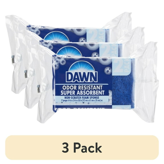 (3 pack) Dawn Foam Sponge, Non-Scratch, Blue, 2-Pack