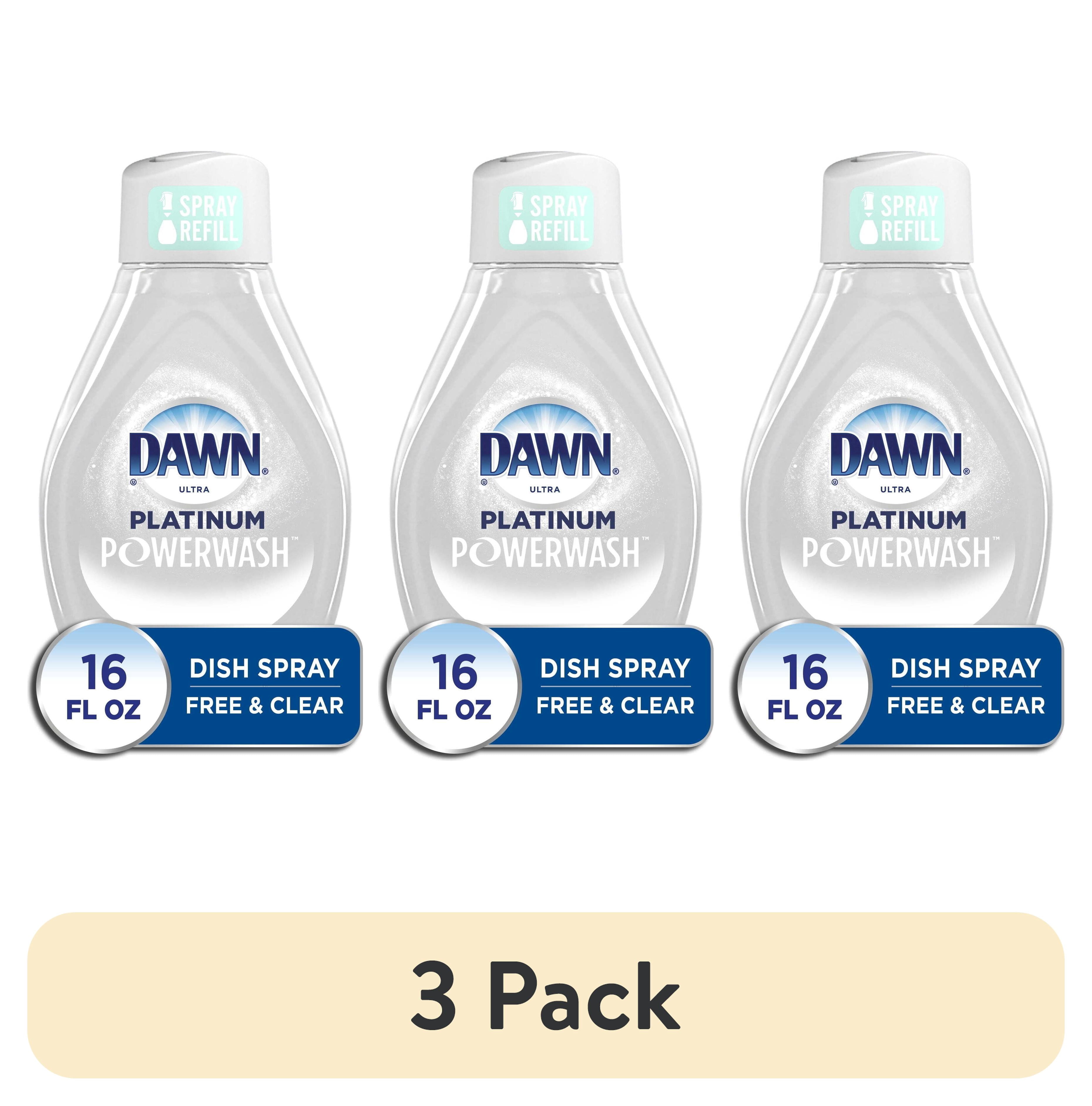 (3 pack) Dawn Free & Clear Power Wash Dish Spray, Dish Soap, Pear Scent Refill, 16oz
