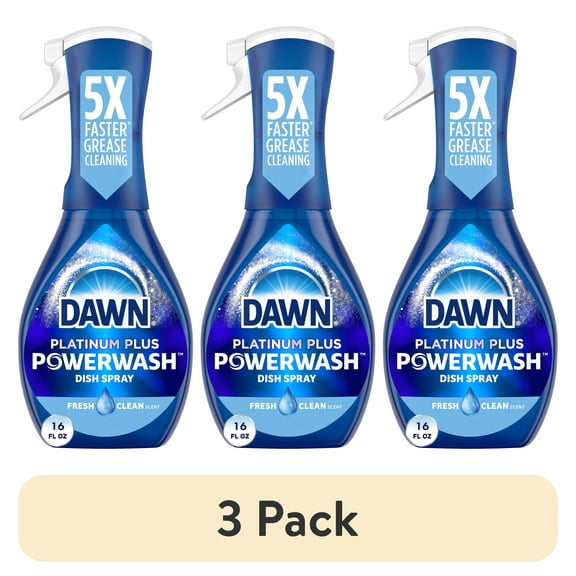 (3 pack) Dawn Powerwash Spray, Dish Soap, Dishwashing Liquid, Fresh, 1 Starter Kit, 16 Fl Oz