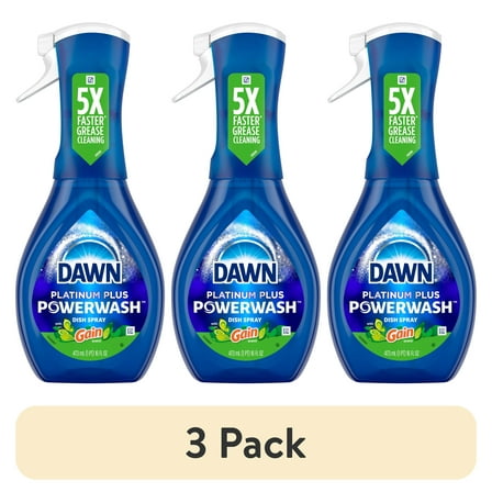 (3 pack) Dawn Powerwash Spray, Dish Soap, Dishwashing Liquid, Gain Original, 1 Starter Kit, 16 Fl Oz