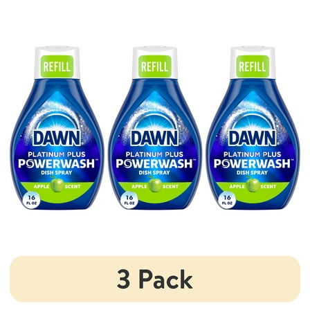 (3 pack) Dawn Powerwash Spray Refill, Dish Soap, Dishwashing Liquid, Apple, 1 Refill, 16 Fl Oz