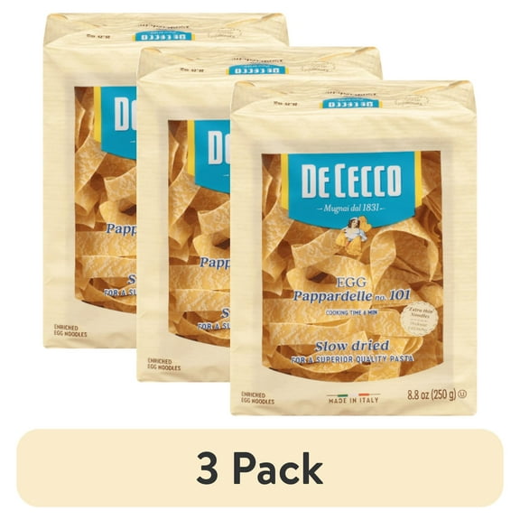 (3 pack) De Cecco Egg Pappardelle, 8.8 oz, 10 g Protein, Allergen Contains Wheat Eggs