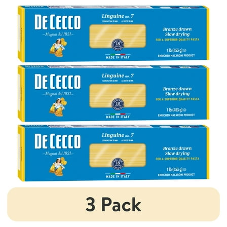 (3 pack) De Cecco Linguine No. 7 Pasta, 16 oz – Contains Wheat, Free from Dairy, Eggs, and Nuts